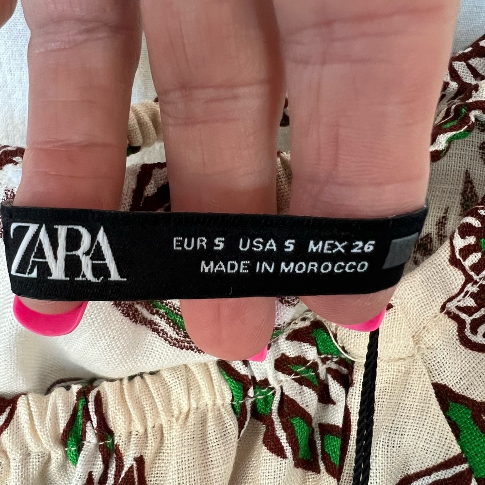 π π NWT ZARA Cutout Leaf Print Maxi Dress | Green, Brown & Tan | Womenβs Small - Picture 12 of 12